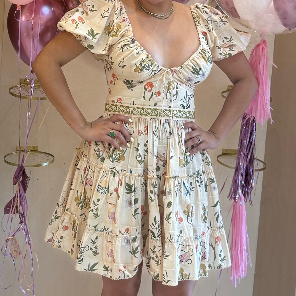 Agua Bendita Floral Cream Dress